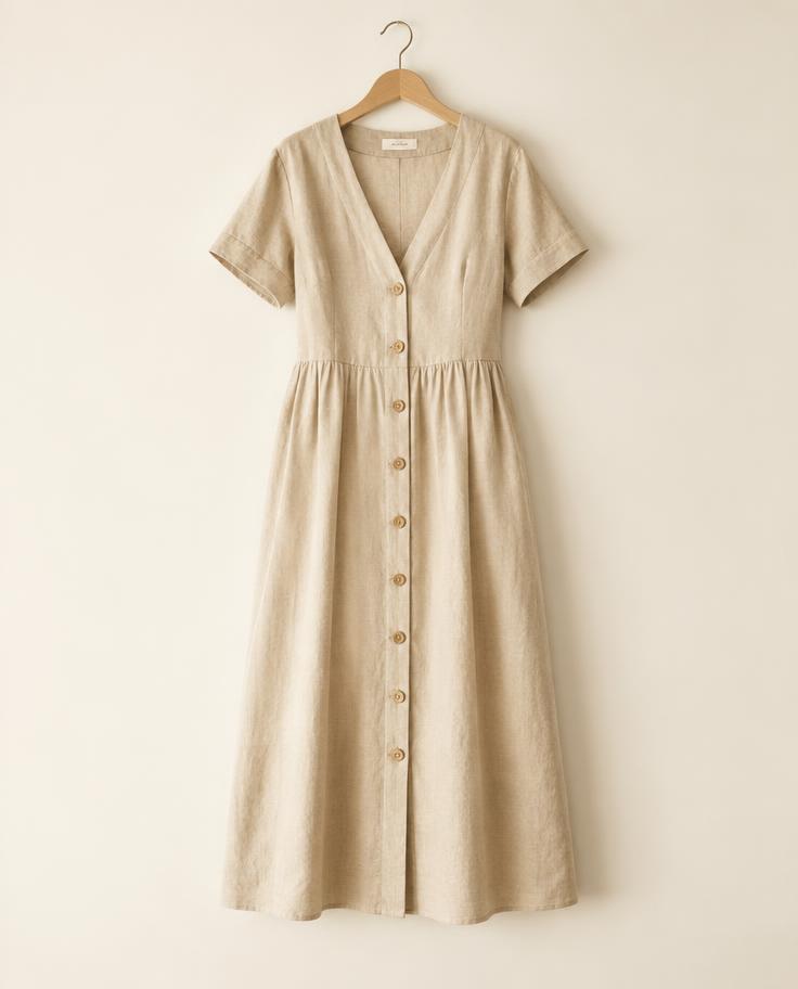 Vestido Linho Areia